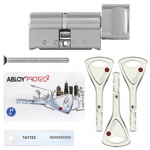 Купить Цилиндр Abloy Protec 2 Hard CY333 ключ-тумблер, 83 мм (42х41), хром полированный, закаленный корпус Одесса