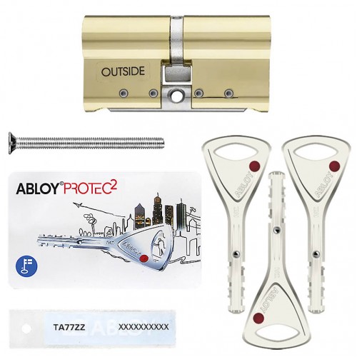 Купить Цилиндр Abloy Protec 2 CY322 ключ-ключ, 82 мм (41х41), латунь полированная Одесса