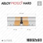 Цилиндр Abloy Protec 2 Hard CY332 ключ-ключ, 103 мм (52х51), хром матовый, закаленный корпус в Одессе