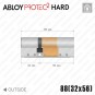 Цилиндр Abloy Protec 2 Hard CY332 ключ-ключ, 88 мм (32х56), латунь полированная, закаленный корпус в Одессе