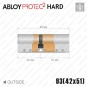 Цилиндр Abloy Protec 2 Hard CY332 ключ-ключ, 93 мм (42х51), хром полированный, закаленный корпус в Одессе