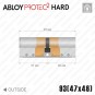 Цилиндр Abloy Protec 2 Hard CY332 ключ-ключ, 93 мм (47х46), латунь полированная, закаленный корпус в Одессе