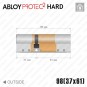 Цилиндр Abloy Protec 2 Hard CY332 ключ-ключ, 98 мм (37х61), хром матовый, закаленный корпус в Одессе