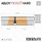 Цилиндр Abloy Protec 2 Hard CY333 ключ-тумблер, 123 мм (52х71), латунь полированная, закаленный корпус в Одессе