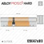 Цилиндр Abloy Protec 2 Hard CY333 ключ-тумблер, 128 мм (47х81), латунь полированная, закаленный корпус в Одессе
