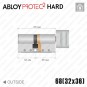 Цилиндр Abloy Protec 2 Hard CY333 ключ-тумблер, 68 мм (32х36), хром матовый, закаленный корпус в Одессе