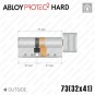 Цилиндр Abloy Protec 2 Hard CY333 ключ-тумблер, 73 мм (32х41), латунь полированная, закаленный корпус в Одессе