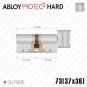 Цилиндр Abloy Protec 2 Hard CY333 ключ-тумблер, 73 мм (37х36), хром матовый, закаленный корпус в Одессе