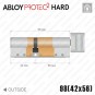 Цилиндр Abloy Protec 2 Hard CY333 ключ-тумблер, 98 мм (42х56), латунь полированная, закаленный корпус в Одессе