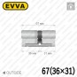 Цилиндр EVVA 4KS ключ-ключ, 67 мм (36х31), никель матовый в Одессе