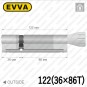 Цилиндр EVVA 4KS ключ-тумблер, 122 мм (36х86), никель матовый в Одессе