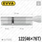 Цилиндр EVVA 4KS ключ-тумблер, 122 мм (46х76), латунь полированная в Одессе