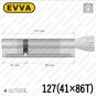 Цилиндр EVVA 4KS ключ-тумблер, 127 мм (41х86), никель матовый в Одессе