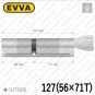 Цилиндр EVVA 4KS ключ-тумблер, 127 мм (56х71), никель матовый в Одессе