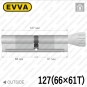 Цилиндр EVVA 4KS ключ-тумблер, 127 мм (66х61), никель матовый в Одессе