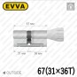 Цилиндр EVVA 4KS ключ-тумблер, 67 мм (31х36), никель матовый в Одессе