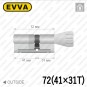 Цилиндр EVVA 4KS ключ-тумблер, 72 мм (41х31), никель матовый в Одессе