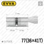 Цилиндр EVVA 4KS ключ-тумблер, 77 мм (36х41), никель матовый в Одессе