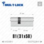 Цилиндр Mul-T-Lock MTL400 (ключ-ключ), 81(31/50), никель матовый в Одессе