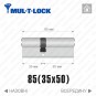 Цилиндр Mul-T-Lock MTL600 (ключ-ключ), 85(35/50), никель матовый в Одессе