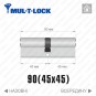 Цилиндр Mul-T-Lock MTL800 (ключ-ключ), 90(45/45), никель матовый в Одессе