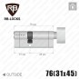 Циліндр RB-Locks Keylocx (ключ-тумблер), 76(31/45), нікель матовий в Одесі