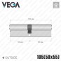 Цилиндр Vega VP-7 ключ-ключ, 105 мм (50х55), никель матовый в Одессе