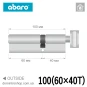 Цилиндр Abaro B100 (ключ-вертушка), 100(60/40), никель сатин в Одессе