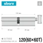 Цилиндр Abaro B100 (ключ-вертушка), 120(60/60), никель сатин в Одессе