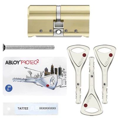 Цилиндр Abloy Protec 2 Hard (ключ-ключ), 128(47/81), латунь полированная