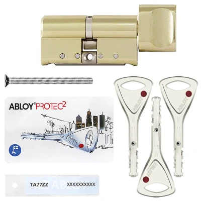 Циліндр Abloy Protec 2 Hard (ключ-тумблер), 128(47/81), латунь полірована
