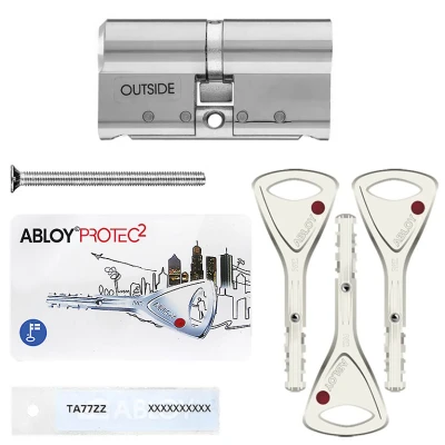 Цилиндр Abloy Protec 2 Hard (ключ-ключ), 128(47/81), хром полированный