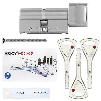 Цилиндр Abloy Protec 2 Hard (ключ-тумблер), 73(32/41), хром полированный