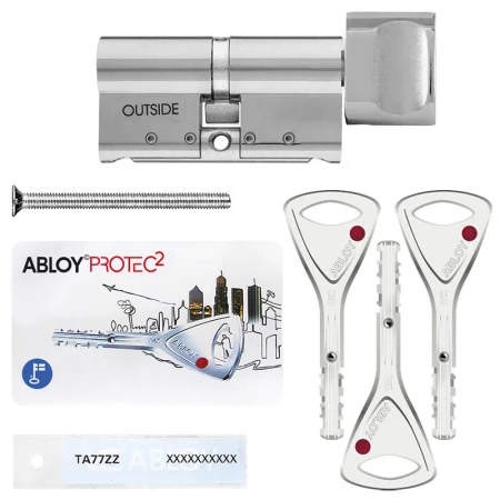 Цилиндр Abloy Protec 2 (ключ-тумблер), 122(51/71), хром полированный