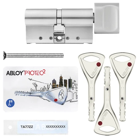 Цилиндр Abloy Protec 2 (ключ-тумблер), 127(46/81), хром матовый