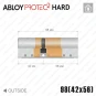 Цилиндр Abloy Protec 2 Hard CY332 ключ-ключ, 98 мм (42х56), хром полированный, закаленный корпус в Одессе