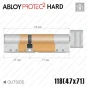 Цилиндр Abloy Protec 2 Hard CY333 ключ-тумблер, 118 мм (47х71), латунь полированная, закаленный корпус в Одессе