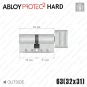 Цилиндр Abloy Protec 2 Hard CY333 ключ-тумблер, 63 мм (32х31), хром полированный, закаленный корпус в Одессе