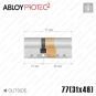 Циліндр Abloy Protec 2 CY322 ключ-ключ, 77 мм (31х46), хром матовий в Одесі
