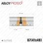 Цилиндр Abloy Protec 2 CY322 ключ-ключ, 87 мм (41х46), латунь полированная в Одессе
