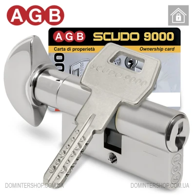 Цилиндр AGB 9000 (ключ-тумблер), 90(40/50), хром