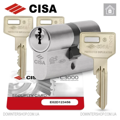 Цилиндр CISA C3000 (ключ-ключ), 65(30/35), никель