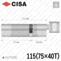 Цилиндр CISA RX ключ-тумблер, 115 мм (75х40) в Одессе