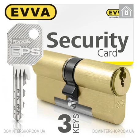 Цилиндр EVVA EPS (ключ-ключ), 162(76/86), латунь матовая, три ключа