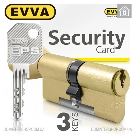 Цилиндр EVVA EPS (ключ-тумблер), 162(76/86), латунь матовая, три ключа