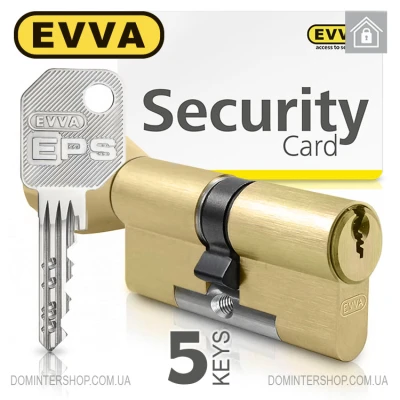 Цилиндр EVVA EPS (ключ-тумблер), 72(31/41), латунь матовая, пять ключей