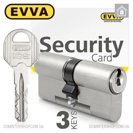 Цилиндр EVVA ICS (ключ-ключ), 117(31/86), никель матовый, три ключа