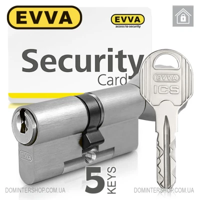 Цилиндр EVVA ICS (ключ-тумблер), 152(76/76), никель матовый, пять ключей