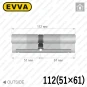 Циліндр EVVA 4KS ключ-ключ, 112 мм (51х61), латунь полірована, п'ять ключів в Одесі