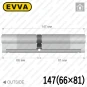 Цилиндр EVVA 4KS ключ-ключ, 147 мм (66х81), никель матовый, пять ключей в Одессе